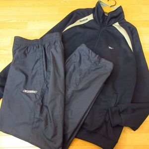 ◎使用少なめ！M 上下セット！Reebok リーボック◆ジャージ ジャケット&ナイロンパンツ◆メンズ 紺◆B3763