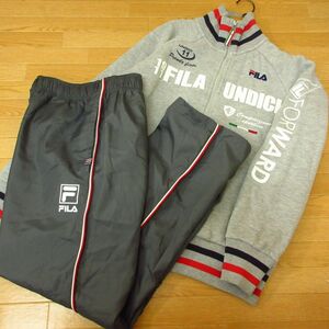 ◎FILA フィラ！M 上下セット◆スウェットジャケット&ナイロンパンツ◆メンズ グレーxチャコール◆B3761