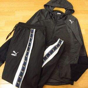 ◎美品！L 上下セット！PUMA プーマ◆ジャージパーカー&ジョガーパンツ◆メンズ 黒◆B3743