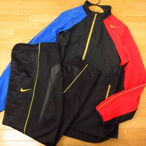 ◎使用少なめ！L 上下セット！NIKE ナイキ◆ジャージ 2WAYジャケット&パンツ くるぶし丈◆メンズ 黒◆B3735