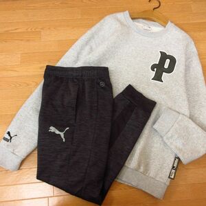 ◎使用少なめ！L 上下セット！PUMA プーマ◆スウェット&ジョガーパンツ◆メンズ グレーx黒◆B3713