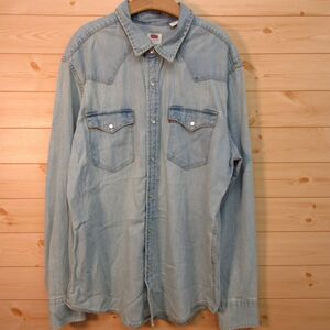 ◎Levi's リーバイス◆デニムシャツ ウエスタンシャツ アメカジ 長袖 ワーク◆メンズ 青 Lサイズ◆KA4545