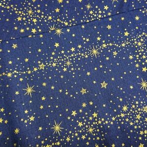 【１m】巾 112㎝(耳含まず)★夜空星空.*★日本製/綿100%オックス生地/ネイビー色地に金の星★スターダスト.*★