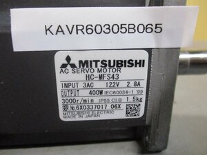 中古 MITSUBISHI AC SERVO MOTOR HC-MFS43 400W AC サーボモータ (KAVR60305B065)