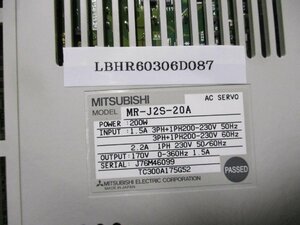 中古 MITSUBISHI AC SERVO MR-J2S-20A サーボアンプ 200W (LBHR60306D087)