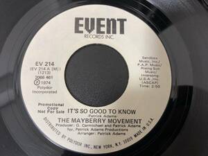 The Mayberry Movement -It's So Good To Know/I Think I'm In Love 両面付き！＜カレスでお馴染みのPatrick Adamsプロデュース＞