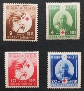 戦前記念切手★1939年　赤十字条約成立75年記念　4種完揃い★未使用　NH