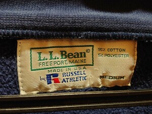 ◯80S L.L.Bean × Russel Athletic スウェットカーディガン Made In USA・ラッセル・エルエルビーン・ネイビー・フェード◯