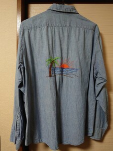 60S〜70S 耳付き・背中刺繍・シャンブレーシャツ