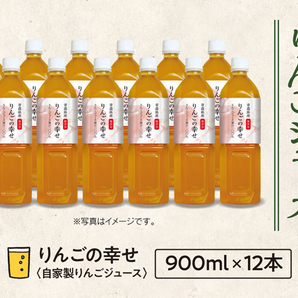 無加糖・無添加 果汁100%りんごジュース【りんごの幸せ・900ml 12本入】の画像1