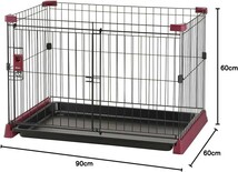 リッチェル　Richell　 Nお掃除簡単ペットサークル 90-60 レッド ペットケージ 犬 ゲージ サークル_画像2