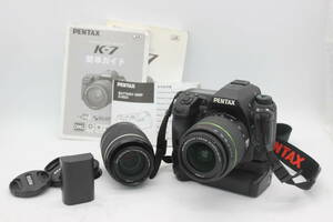 【返品保証】 ペンタックス Pentax K-7 ブラック smc PENTAX-DA 18-55mm F3.5-5.6 AL WR DAL 50-200mm F4-5.6 ED WR デジタル一眼 s8154