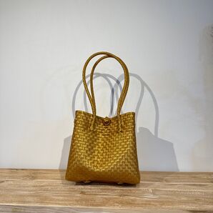 【送料込】バリ島パサールバッグMサイズ横幅28×高さ27cm ゴールドイエロー