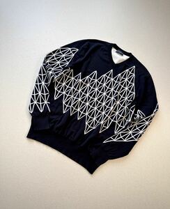 MADE IN EU “ BALLANTYNE ” GEOMETRIC PATTERN V/N COTTON KNIT ORIGINAL ユーロ製 バランタイン 幾何学模様 コットンニット オリジナル