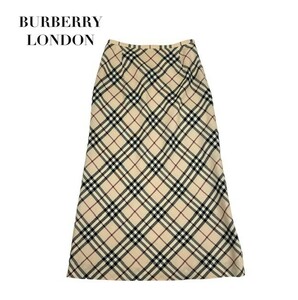 中古 バーバリーロンドン BURBERRY LONDON フレアスカート ロング ノバチェック柄 ベージュ レディース サイズ40