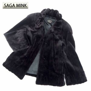 4-YBF019 GINZA GRACE サガミンク SAGA MINK ミンクファー シェアードミンク 最高級毛皮 デザインコート ダークブラウン フリー レディース