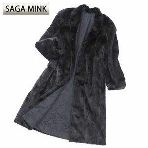 4-YBF016 SAGA MINK サガミンク 銀サガ ダークミンク ミンクファー 最高級毛皮 ロングコート 毛質 艶やか 柔らか ブラック 15 レディース