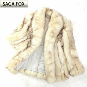 4-ZBF047 SAGA FOX サガフォックス 銀サガ FOX フォックスファー 最高級毛皮 ハーフコート 毛質柔らか ボリューミー ホワイト レディース