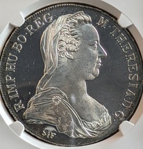【偉大なる女帝】マリア テレジア オーストリア 1780 ターラー 銀貨 最高鑑定 NGC PF69 CAMEO 神聖ローマ帝国 ハプスブルク家 リストライク_画像1