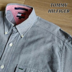 TOMMY HILFIGER　90s オックスフォードシャツ　ビンテージ　サイズM（L〜XL相当） トミーヒルフィガー　ボタンダウンシャツ　長袖　a17