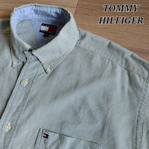 TOMMY HILFIGER　90s オックスフォードシャツ　ボタンダウン　メンズ　サイズM　トミーヒルフィガー　長袖シャツ　ビンテージ　a18