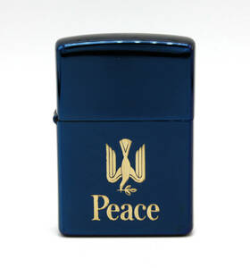 ◆美品 ZIPPO ジッポ PEACE BLUE TITAN ピース 懸賞当選品 ブルーチタン オイルライター 2000年製