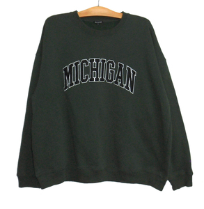 FREAK'S STORE フリークスストア 21AW ビッグシルエット MICHIGAN カレッジロゴ クルーネック スウェット トレーナー Mサイズ グリーン