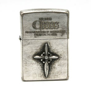 シリアルナンバー入り ZIPPO ジッポ SILVER CROSS 純銀張り オイルライター 2000年製