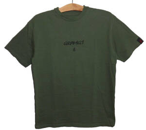 美品 GRAMICCI グラミチ GMT-19S927 ロゴ刺繍 Tシャツ オリーブ S