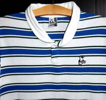 美品 CHUMS チャムス Booby Border Shawl Polo Shirt ブービーボーダー ショールカラー 鹿の子 半袖ポロシャツ Mサイズ_画像2