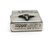 シリアルナンバー入り ZIPPO ジッポ SILVER CROSS 純銀張り オイルライター 2000年製_画像4