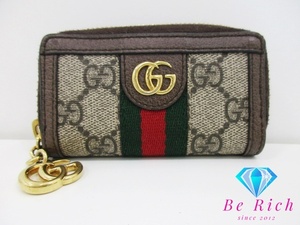  Gucci GUCCI key ring attaching key case 523157 GGs pulley m beige tea PVC leather Logo off .tia Sherry [ used ] bc1954