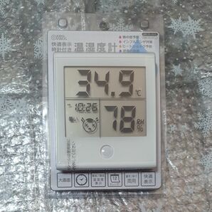 デジタル温湿度計 ホワイト 快適表示・時計機能付 OHM 08-0020 TEM-200-W