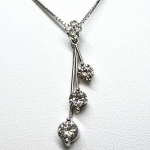 豪華!!《K18WG 天然ダイヤモンドネックレス》A 約4.2g 約44.5cm 1.03ct necklace diamond EE0/EE