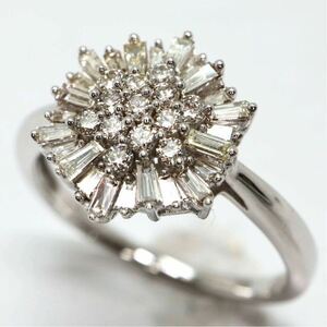 《K18WG 天然ダイヤモンドリング》A 約14号 2.9g 0.43ct diamond jewelry ring 指輪 ジュエリー EC0/EC3