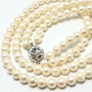 《アコヤ本真珠2連ネックレス》M 6.5-7.0mm珠 57.4g 約41cm pearl necklace ジュエリー jewelry DF0/DF0