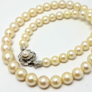 《アコヤ本真珠ネックレス》M 約6.5-9.5mm珠 35.7g 約42cm pearl necklace ジュエリー jewelry DA0/DB5