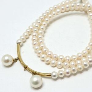 《K18(750)本真珠ベビーパールネックレス》M 約3.5-4.0mm珠 9.5g 約44.5cm pearl necklace ジュエリー jewelry EA5/EA5