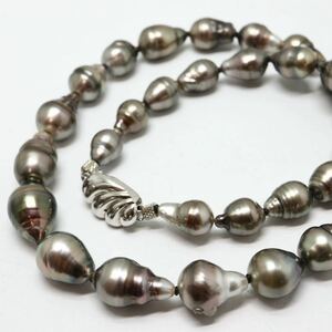 《南洋黒蝶真珠ネックレス》M 約8.0-11.0mm珠 44.7g 約44cm pearl necklace ジュエリー jewelry DE0/DH0