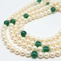 MIKIMOTO(ミキモト)箱付き!!《カラーストーン付きアコヤ本真珠ロングネックレス》M 約5.0-5.5mm珠 50.3g 約120cm pearl necklace EB5/EE0_画像5