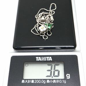 《Pt950/Pt850天然グリーングロッシュラーガーネット/天然ダイヤモンドネックレス》M ◎3.6g 約44.5cm 0.02ct 0.22ct 0.57ct garnet EB7/Eの画像7