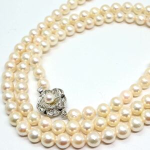 《アコヤ本真珠ロングネックレス》M 約6.0-6.5mm珠 47.9g 約82cm pearl necklace ジュエリー jewelry DC0/DF0