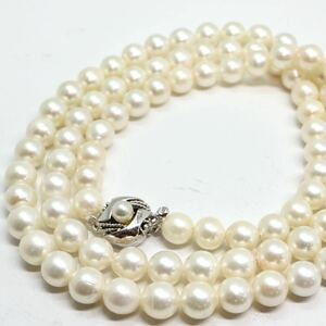 《アコヤ本真珠ロングネックレス》M 6.5-7.0mm珠 41.8g 63.5cm pearl necklace jewelry ジュエリー DD0/DF0