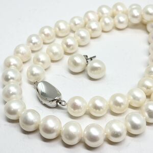 《本真珠ネックレス》M 約9.5-10.0mm珠 68.3g 約50cm pearl necklace ジュエリー jewelry DA0/DB0