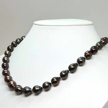 《南洋黒蝶真珠ネックレス》M 約8.0-10.5mm珠 49.6g 約44.5cm pearl necklace ジュエリー jewelry DE0/DH0_画像3