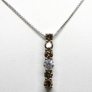 豪華!!《K18WG 天然ダイヤモンド/天然ブラウンダイヤモンドネックレス》M 7.0g 約42cm 1.07ct diamond ジュエリー jewelry necklaceEG6/EH1