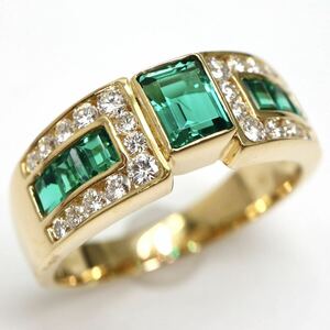 CrescentVert(クレサンベール)《K18 エメラルド/天然ダイヤモンドリング》M 約5.8g 約14号 0.64ct 0.39ct ring 指輪 emerald ED9/ED9