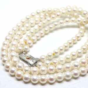 良質!!《アコヤ本真珠2連ネックレス》M 約5.0-6.0mm珠 32.6g 約37cm pearl necklace ジュエリー jewelry DC0/DF0