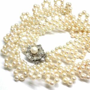 《アコヤ本真珠3連ベビーパールネックレス》M 約3.0-4.0mm珠 30.8g 約38.5cm pearl necklace ジュエリー jewelry DB0/DH0