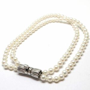 《アコヤ本真珠2連ベビーパールブレスレット》M ◎約3.0-4.0mm珠 約9.0g 約19.0cm pearl bracelet jewelry EB0/EB0